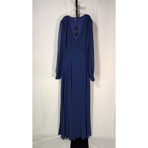 Lulus My Whole Heart Long Sleeve Wrap Maxi Dress Blue XL - Picture 2 of 3